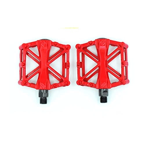 Mountain Bike Pedal : QWEP 1pair Bicycle Pedal Equipment Foot Ultra-Light Aluminum Alloy mountain bike accessories cycling flat pedals for fixed gear (Color : Red)