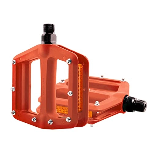 Mountain Bike Pedal : QWEP Bicycle Pedals Ultralight Flat Platform Bike Pedals for Mountain Bike 9 / 16'' Cycling Sealed Bearing Pedals (Color : Orange)