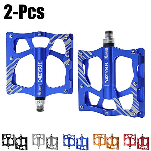 Mountain Bike Pedal : Qwqbwb Mountain Bike Pedal, CNC Machined Aluminum Alloy Body Cr-Mo 9 / 16" Threaded Molybdenum Steel Spindle, 3 Sealed Bearings, Bicycle Accessories, Blue