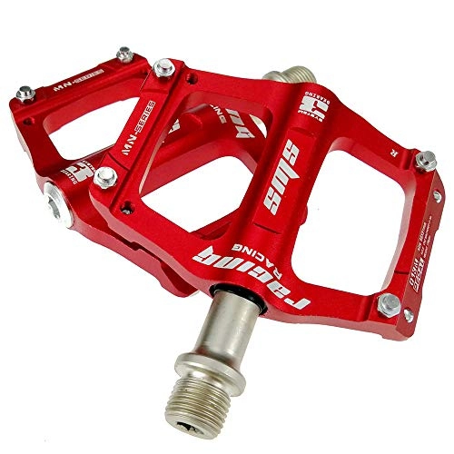 Mountain Bike Pedal : Qwqbwb Mountain Bike Pedals, CNC Machined Aluminum Body Cr-Mo 9 / 16" Threaded Spindle, 3Pcs Sealed Bearing Red