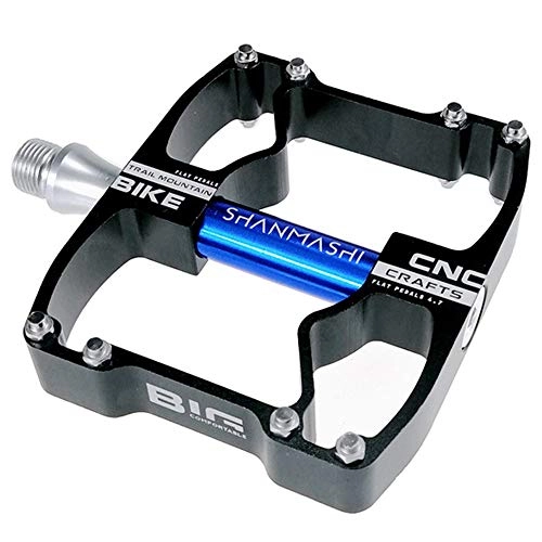 Mountain Bike Pedal : Qwqbwb Mountain Bike Pedals, Comfortable Non-Slip 9 / 16 Threaded Spindle Non-Slip CNC Aluminum Alloy Durable Fixed Gear And Sealing Shaft, Blue