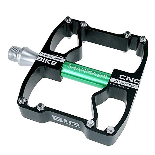 Mountain Bike Pedal : Qwqowo Mountain Bike Pedals, Comfortable Non-Slip 9 / 16 Threaded Spindle Non-Slip CNC Aluminum Alloy Durable Fixed Gear And Sealing Shaft, Green