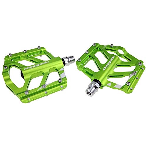 Mountain Bike Pedal : Qwqowo Mountain Bike Pedals, Ultra-Light And Durable CNC Aluminum Alloy Bearings Are Comfortable And Non-Slip, Green