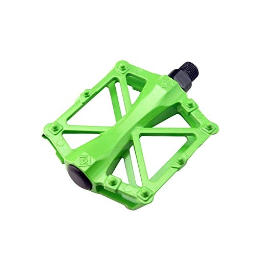Mountain Bike Pedal : QWXZ Bicycle pedal Bicycle pedals 9 / 16 for Mountain Road Bicycle Flat Pedal16 Anti-Skid Pins Universal Aluminum Alloy Platform Pedal Travel Cycle Durable and easy to install (Color : Green)