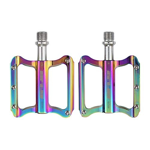 Mountain Bike Pedal : QXFJ Lightweight Bike Pedals MTB Bicycle Pedals DU Self-Lubricating Bearing Pedals High-End Bearings 3 Palin Colorful Pedals Ultra Clear Mountain Bike Pedals Aluminum Alloy Pedals