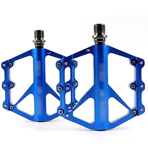 Mountain Bike Pedal : QYK -Mountain Bike Pedal Non Slip, Lightweight Cycling Flat Pedals 12 Anti-Skid Pins, Universal Aluminum Alloy Pedal, Bicycle Pedals for Mountain Bike, blue