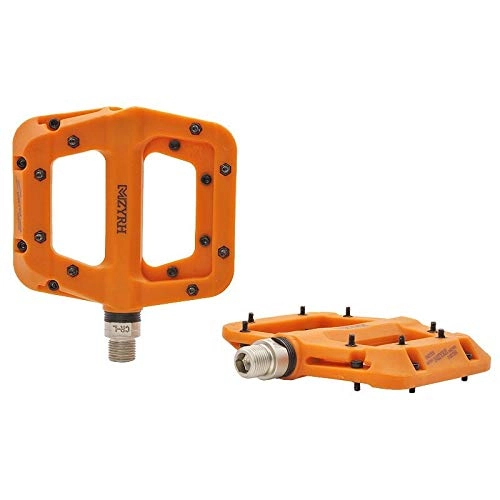 Mountain Bike Pedal : QYLOZ Outdoor sport 1Pair Cycling Ultralight Pedals Aluminum Anti-slip Alloy Hollow Bearing Flat Platform Pedal For Mountain Road Bikes (Color : Orange)