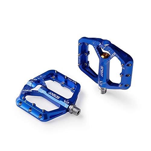 Mountain Bike Pedal : QYLOZ Outdoor sport Ansjs Non-Slip Mountain Bike Pedals, Ultra Strong Colorful Cr-Mo CNC Machined 9 / 16" 3 Sealed Bearings for Road BMX MTB Fixie Bike (Color : Blue)