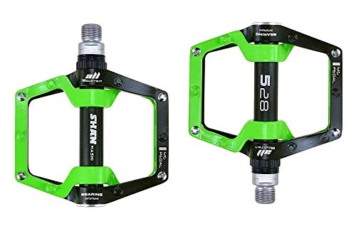 Mountain Bike Pedal : QYLOZ Outdoor sport Universal Mountain Bike Pedals Anti-Slip Aluminum Alloy Road Bike Pedals Big Foot Flat Pedal MTB BMX Folding Bicycle Accessories (Color : Green as shown)