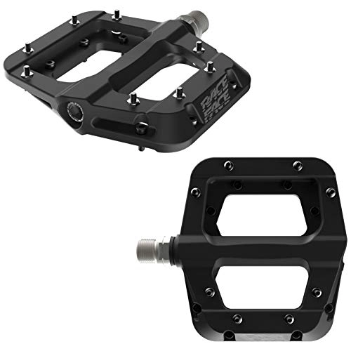 Mountain Bike Pedal : Raceface Chester Composite Flat MTB Pedals - Black / Lightweight Nylon Mountain Bike Trail Dirt Jump Enduro Accessories Cycling Cycle Riding Ride Part Grip Wide Platform Steel Pin Freeride DH FR XC