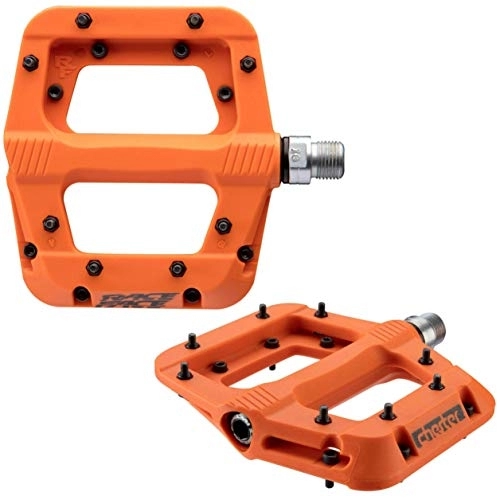 Mountain Bike Pedal : RaceFace Chester Composite Flat MTB Pedals - Orange / Lightweight Nylon Mountain Bike Trail Dirt Jump Enduro Accessories Cycling Cycle Riding Ride Part Grip Wide Platform Steel Pin Freeride DH FR XC