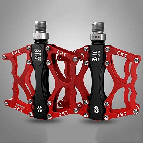 Mountain Bike Pedal : RENFEIYUAN Cycling Bicycle Parts Bicycle Pedals, AntiSlip Lightweight Mountain Road 3 Bearing Cycling Bicycle Accessories Bicycle Parts Bicycle Pedals cycle pedals (Color : Red)