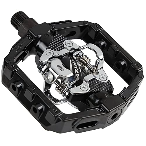 Mountain Bike Pedal : Repacked VENZO Compatible with Shimano SPD Mountain Bike CNC Cr-Mo Die-Cast Aluminum Sealed Pedals with Cleats - Dual Platform Clipless Pedals for Mountain Bike - Easy Clip in & Out