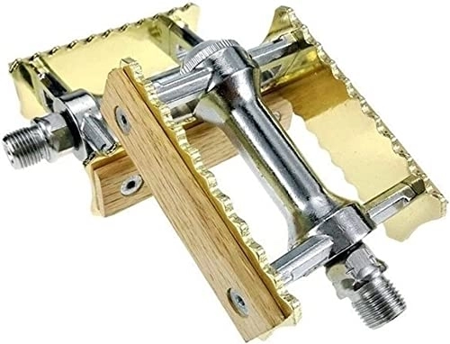 Mountain Bike Pedal : Road and mountain bike pedals, Bike Pedals, Sealed Bearing Pedals, Bicycle Pedals Ultralight Bike Aluminum Alloy MTB Road Bike Cycling Classical Retro Wooden Styles Non-slip (Color : Gold) ( Color : On