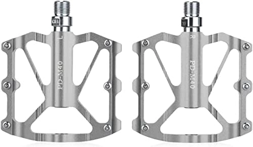 Mountain Bike Pedal : Road and mountain bike pedals, Mountain Bike Pedals Aluminum MTB / BMX Bicycle Pedals With Road Bike Lightweight Aluminum Platform DU+Sealed Bearing 9 / 16'' For Travel (Color : Red) ( Color : Silver )