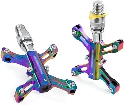 Mountain Bike Pedal : Road and mountain bike pedals, Mountain Bike Pedals MTB Quick Release Pedal Bicycle Pedals Folding Road Bike Aluminum Alloy Pedals 9 / 16'' 3 Sealed Bearings (Color : Colorful)