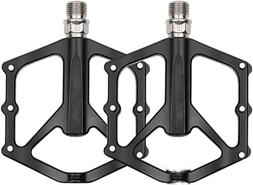 Mountain Bike Pedal : Road and mountain bike pedals, Mountain Bike Pedals Road Bike Pedals MTB Pedals Bicycle Flat Pedals Aluminum Alloy 9 / 16" Sealed Bearing Lightweight Platform Cycling Pedal Universal (Color : Black)