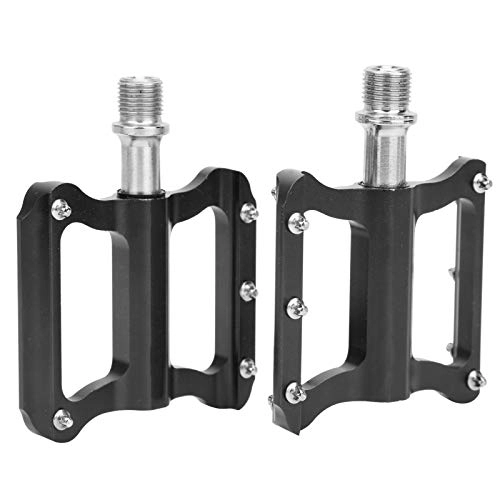 Mountain Bike Pedal : Road Bicycle Pedals Aluminum Alloy Non-Slip Mountain Bike Pedals with Large Tread Surface Plat Pedal(BLACK)