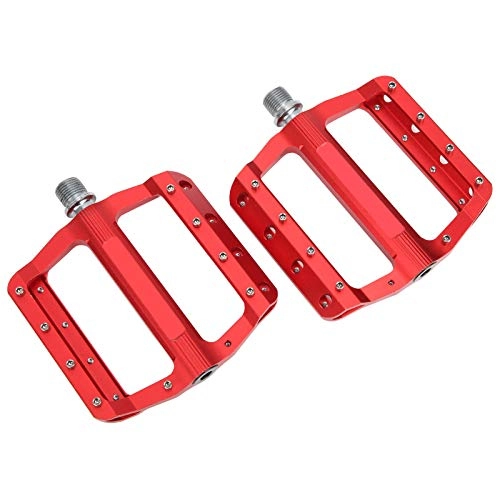 Mountain Bike Pedal : Road Bicycle Pedals, JT02 Aluminum Alloy Mountain Bike Pedals Large Surface Area Lightweight Flat Bicycle Pedal Sets with Anti-slip Pins(red)