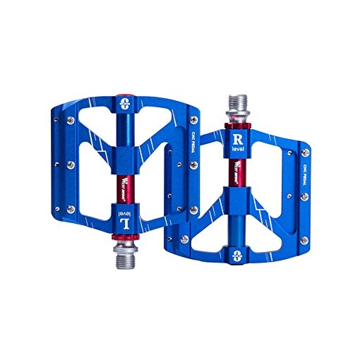 Mountain Bike Pedal : Road Bike Pedals Aluminum Alloy Bicycle Pedals Ultralight MTB Road Bike Pedals 9 / 16" 3 Sealed Bearing Anti-Slip CNC Cycling Pedals, Blue