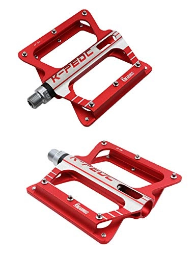 Mountain Bike Pedal : Road bike pedals In-Mold CNC Machined, Aluminium alloy large tread chrome molybdenum steel shaft mountain bike pedal-red