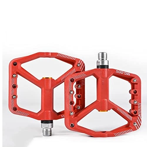 Mountain Bike Pedal : Road Bike Pedals Mountain Bike Pedals Non-Slip Lightweight Cycling Pedals Platform Aluminum Alloy Bicycle Pedal Fits Most MTB BMX, Red