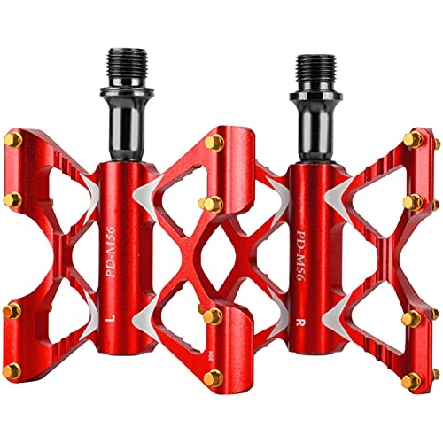Mountain Bike Pedal : Road / MTB Bike Pedals - Aluminum Alloy Bicycle Pedals - Mountain Bike Pedal with Removable Anti-Skid Nails (Red)