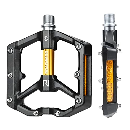 Mountain Bike Pedal : ROADNADO Bicycle Pedals MTB Pedals CNC Aluminum Bearing Pedals Bicycle Non-Slip Ultralight Reflectors Pedals for Mountain Bike MTB BMX Road Bike Pedals