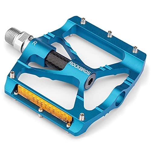 Mountain Bike Pedal : ROCKBROS Bicycle Pedals 9 / 16 "Aluminum Alloy MTB Pedals With Sealed Bearings and Reflector Non-slip Pedals Blue