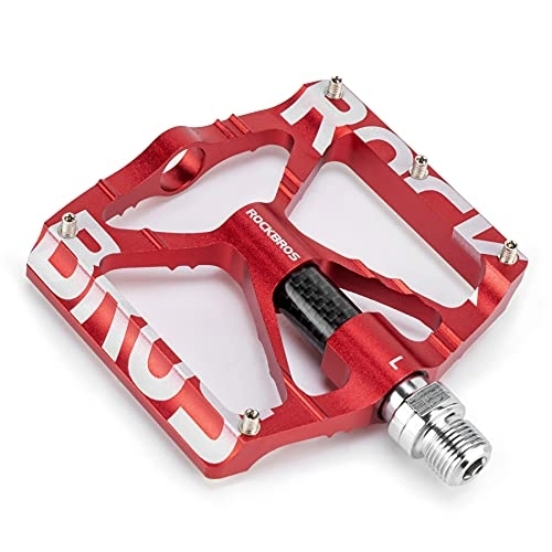 Mountain Bike Pedal : ROCKBROS Bicycle Pedals 9 / 16 "Aluminum Alloy MTB Pedals With Sealed Bearings Non-slip Pedals Red