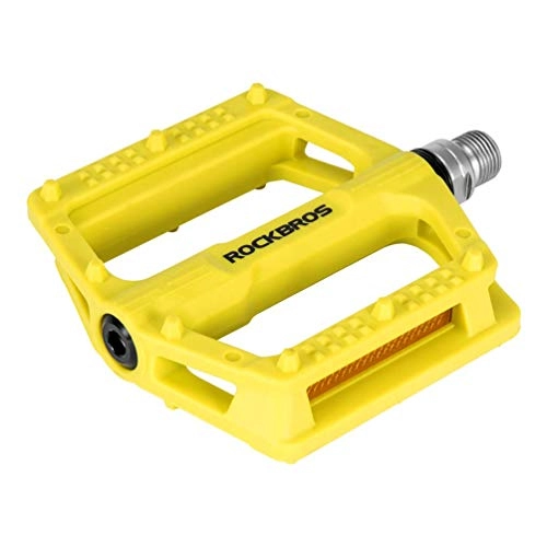 Mountain Bike Pedal : ROCKBROS Bicycle Pedals Nylon Pedals with Reflector Composite Flat Pedals 9 / 16"Mountain Bike Pedals 3 Bearing Non-slip Waterproof Anti-Dust Yellow