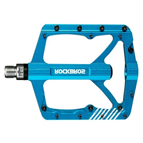 Mountain Bike Pedal : ROCKBROS Bike Pedals Wide Platform Mountain Bicycle Pedals Flat Aluminum CNC Machined 3 Sealed Bearings 9 / 16" for BMX MTB Blue