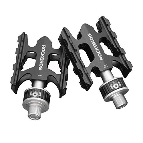 Mountain Bike Pedal : ROCKBROS Bike Quick Release Pedals Cycling Non-slip Pedal Bicycle Flat Pedals Aluminum 9 / 16" Sealed Bearing Lightweight Platform Pedals for Road Bikes, City Bikes, Folding Bikes