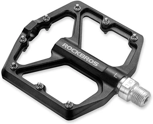 Mountain Bike Pedal : ROCKBROS Metal Pedals 9 / 16” Aluminum Alloy Bike pedals Flat Pedals Mountain Bike Platform Bicycle Pedals Lightweight Black