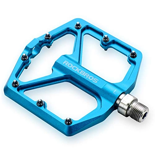 Mountain Bike Pedal : ROCKBROS Metal Pedals 9 / 16 Aluminum Alloy Bike pedals Flat Pedals Mountain Bike Platform Bicycle Pedals Lightweight Blue