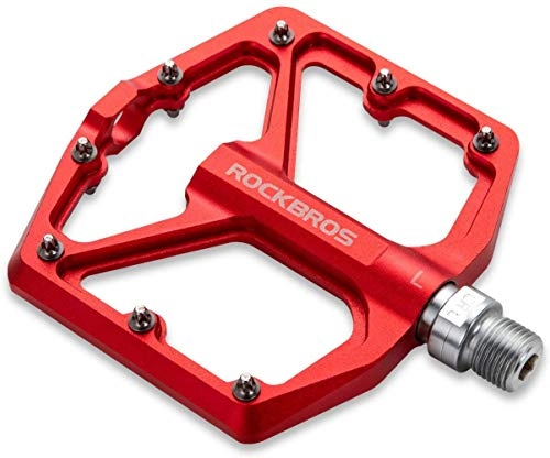 Mountain Bike Pedal : ROCKBROS Metal Pedals 9 / 16” Aluminum Alloy Bike pedals Flat Pedals Mountain Bike Platform Bicycle Pedals Lightweight Red