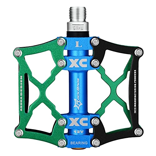 Mountain Bike Pedal : RockBros Mountain Bike Pedals Cycling Aluminium Alloy CNC Bicycle Pedals Road Bike Pedals 9 / 16 inch Golden Green