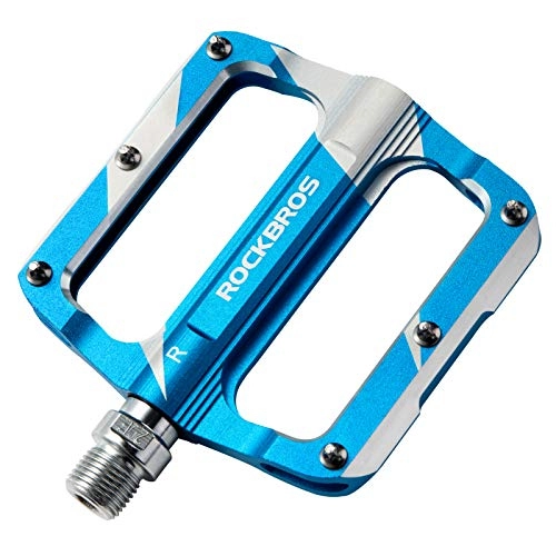Mountain Bike Pedal : ROCKBROS Mountain Bike Pedals Flat Bicycle MTB Pedals 9 / 16 Lightweight Road Bike Pedals Carbon Fiber Sealed Bearing Flat Pedals Blue