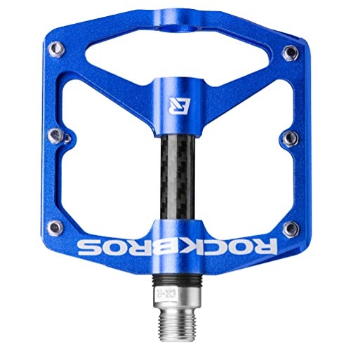 Mountain Bike Pedal : ROCKBROS Mountain Bike Pedals Flat Bicycle Pedals 9 / 16 Lightweight Road Bike Pedals Carbon Fiber Sealed Bearing Flat Pedals for MTB Blue