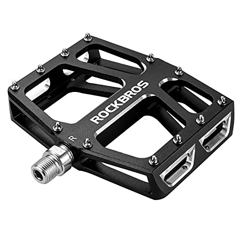 Mountain Bike Pedal : ROCKBROS Mountain Bike Pedals MTB Pedal Aluminum Bicycle Wide Platform Flat Pedals 9 / 16" Cycling Sealed Bearing Pedals for Road Mountain BMX MTB Bike