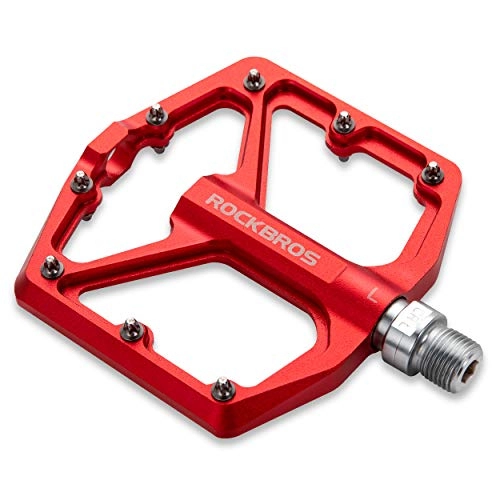Mountain Bike Pedal : ROCKBROS Mountain Bike Pedals MTB Pedals Bicycle Flat Pedals Aluminum 9 / 16" Sealed Bearing Lightweight Platform for Road Mountain BMX MTB Bike Red