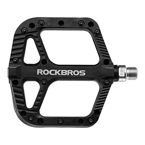 Mountain Bike Pedal : ROCKBROS Mountain Bike Pedals Nylon Composite Bearing 9 / 16" MTB Bicycle Pedals with Wide Flat Platform Black