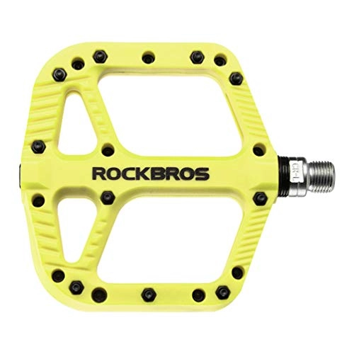 Mountain Bike Pedal : ROCKBROS Mountain Bike Pedals Nylon Composite Bearing 9 / 16" MTB Bicycle Pedals with Wide Flat Platform Green