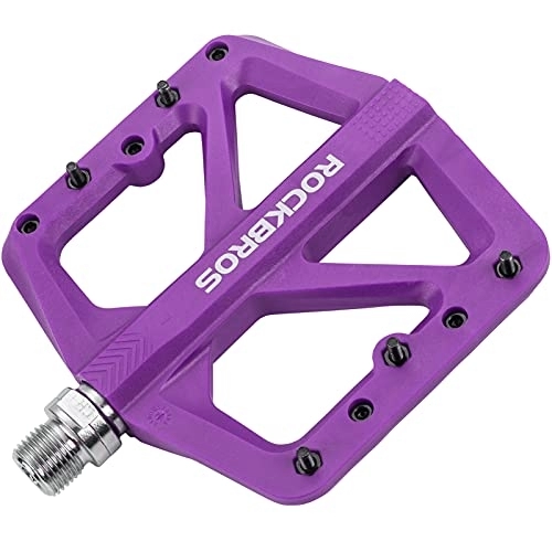 Mountain Bike Pedal : ROCKBROS Mountain Bike Pedals, Nylon MTB Pedals, 9 / 16 Inch Flat Pedals Anti-slip Waterproof Dustproof Purple-Compitable with Mountain Road Usual Bike