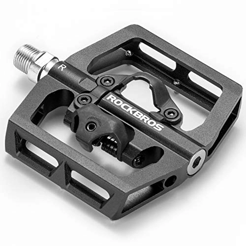 Mountain Bike Pedal : ROCKBROS MTB Mountain Bike Pedals Compatible with SPD Mountain Bike Dual Function Sealed Clipless Aluminum Bicycle Flat Platform 9 / 16" Pedals with Cleats for Road, MTB, Mountain Bikes