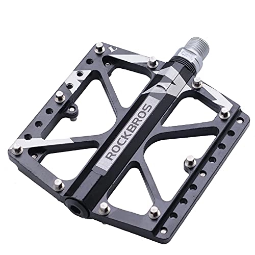 Mountain Bike Pedal : ROCKBROS MTB Pedals Mountain Road Bicycle Cycling Pedals Aluminum Alloy Flat Platform Mountain Bike Cr-Mo Machined 3 Sealed Bearings Large Surface 9 / 16