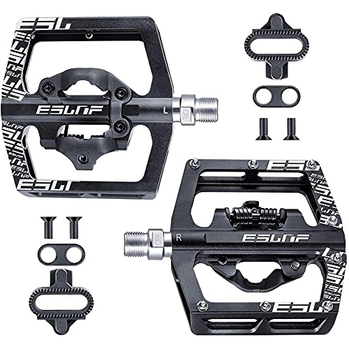 Mountain Bike Pedal : Runtodo Mountain Bike Pedals, Road Bike Pedals with Clip, Aluminum Alloy Pedals with SPD Cleats (9 / 16Inch Spindle)