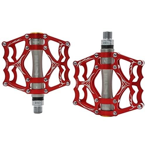 Mountain Bike Pedal : Rwlre Bicycle Pedals, Mountain Bike 3 Bearings Pedals Mtb Bicycle Seald Bearing Aluminum Alloy Pedals Bicycle Accessories (Color : Red-Gray, Size : 9.7cm*10.1cm*2.5cm)