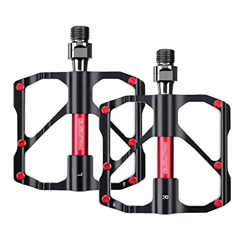 Mountain Bike Pedal : Rwlre Bicycle Pedals, Mountain Bike Pedals Bicycle Pedal Super Light Non-Slip Wide Platform Pedal 9 / 16 Universal Reflective Plate Parts Accessories (Color : Black-Red(2 Pair))