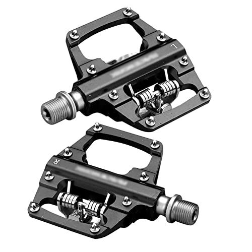 Mountain Bike Pedal : Rwlre Bicycle Pedals, Mtb Bike Clipless Pedals Self-Locking Cnc Aluminum Alloy Du Bearing Spd Double Flat Platform Mountain Bicycle Pedal (Color : Black, Size : 86mm*78mm)